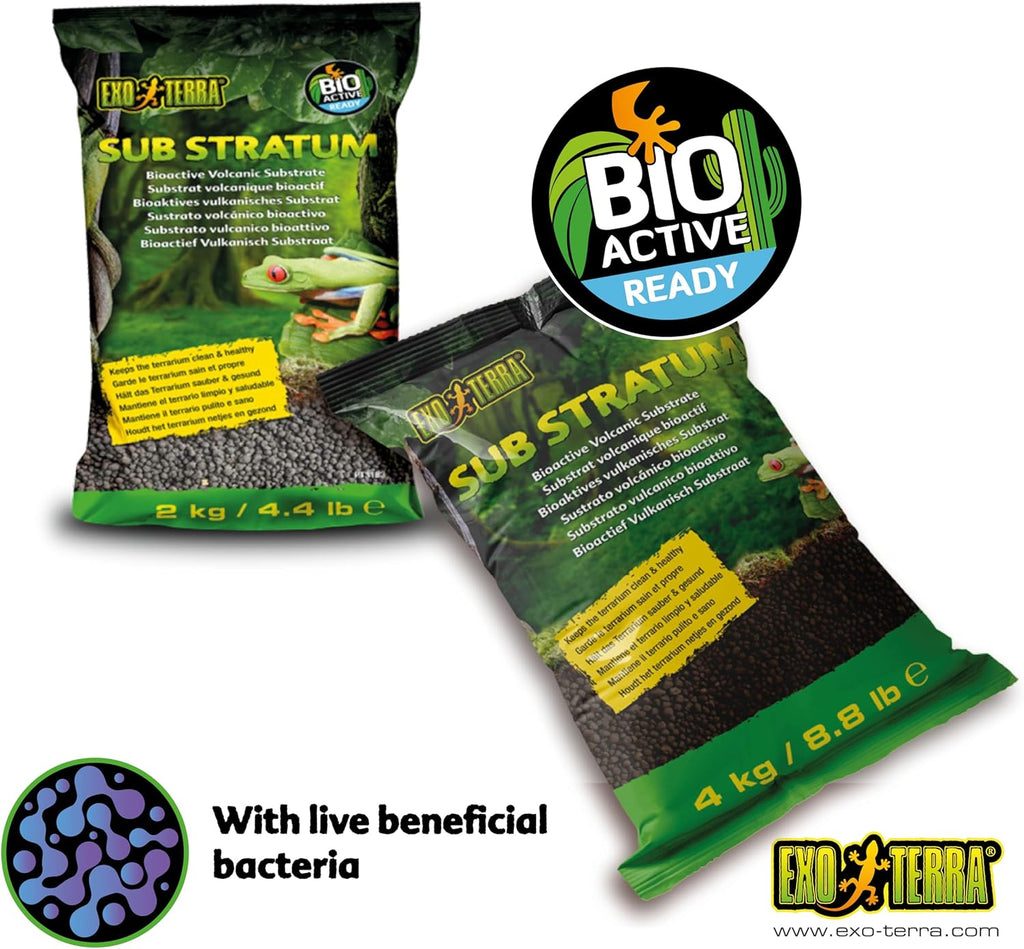 Exo Terra Sub Stratum, Bioactive Volcanic Substrate for Reptile Terrariums, Eliminates Odor, Offers Correct Moisture Levels 8.8 lb