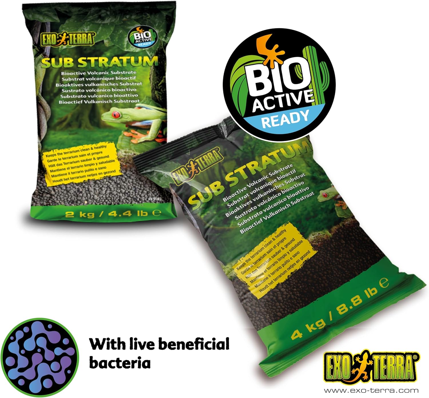 Exo Terra Sub Stratum, Bioactive Volcanic Substrate for Reptile Terrariums, Eliminates Odor, Offers Correct Moisture Levels 8.8 lb