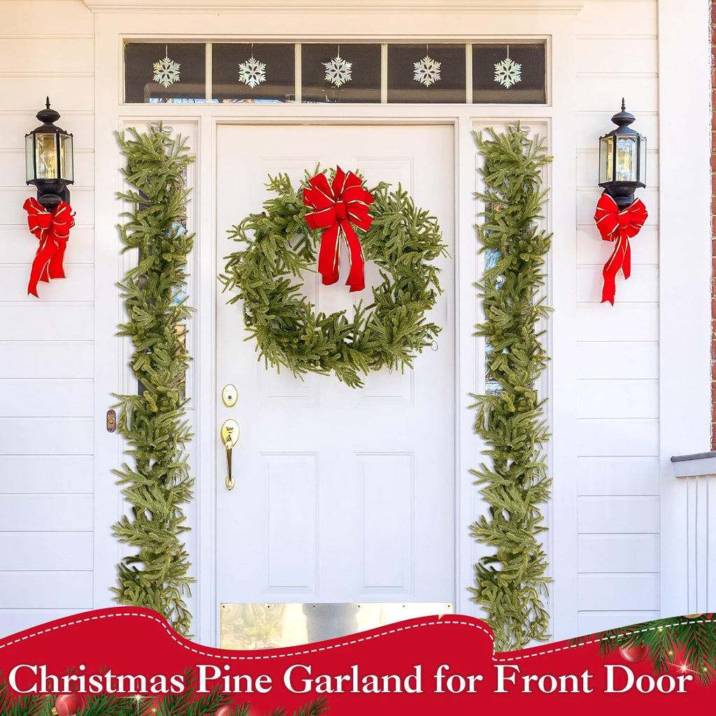 12 Pcs 5.6ft Artificial Christmas Garland Faux Norfolk Pine Garlands Realistic Leaves Hanging Greenery Plant for Christmas Table Fireplace Wall Mantle Indoor Xmas Decor