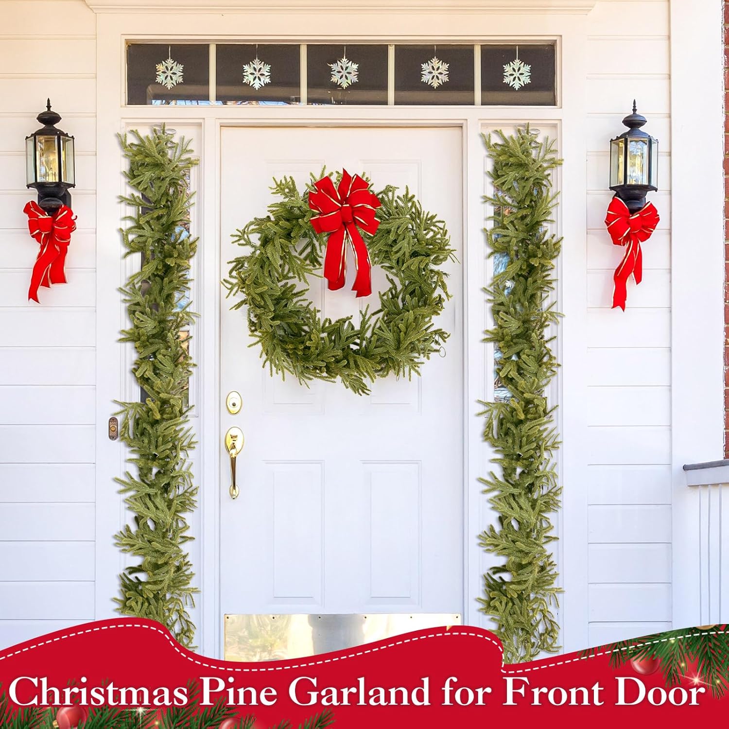 12 Pcs 5.6ft Artificial Christmas Garland Faux Norfolk Pine Garlands Realistic Leaves Hanging Greenery Plant for Christmas Table Fireplace Wall Mantle Indoor Xmas Decor