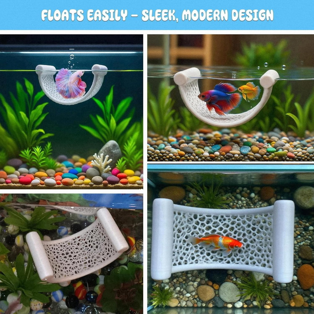 White Floating Betta Fish Hammock – Minimalist Rest Platform & Floating Bed – Betta Tank Accessories for Small Aquariums, Nano Tanks & Shrimp – Clean Aquarium Perch Ledge for Bettas & Small Fish