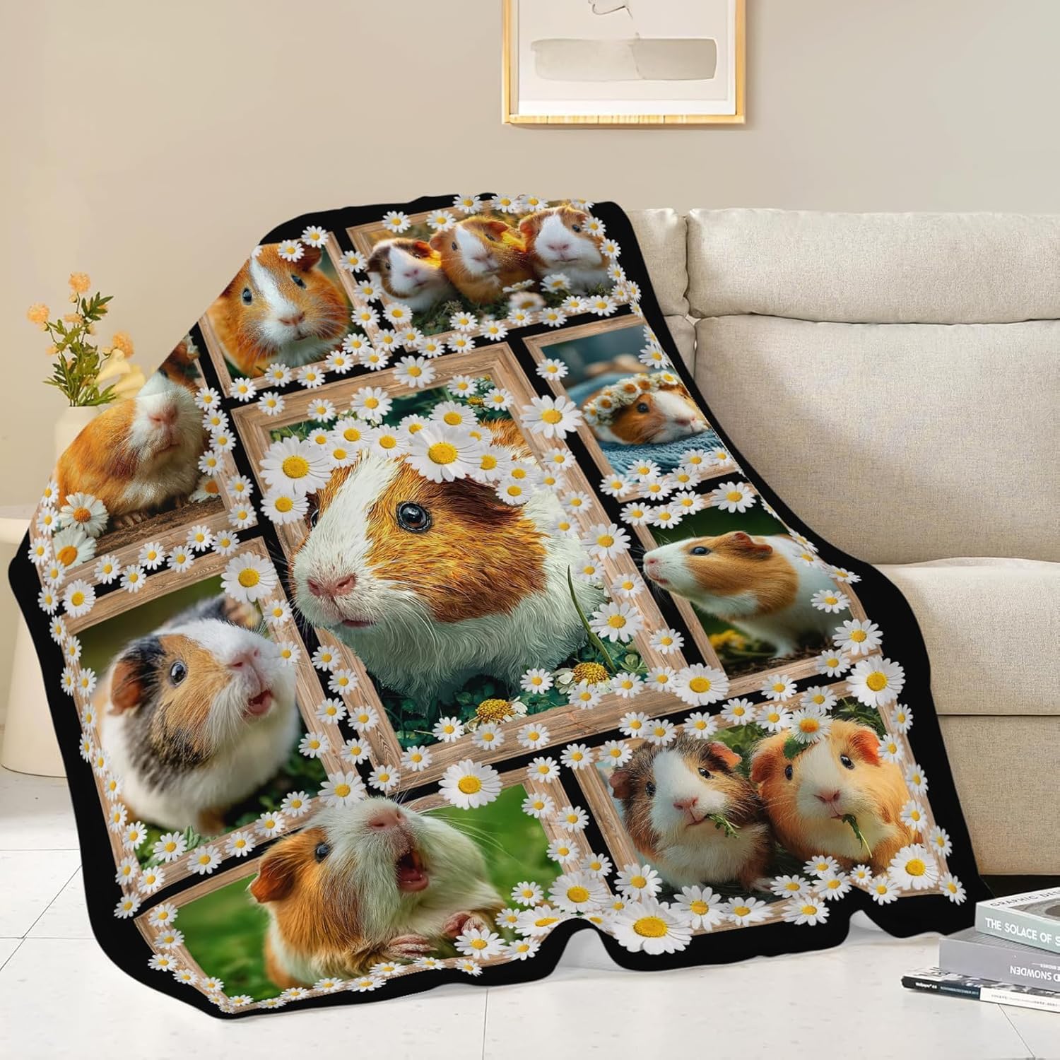 Guinea Pig Throw Blanket Guinea Pig Stuff Gifts for Kids Girls Boys Adults Women Men Soft Cozy Warm Plush Fluffy Fuzzy Fleece Blanket Decor 60''X80''