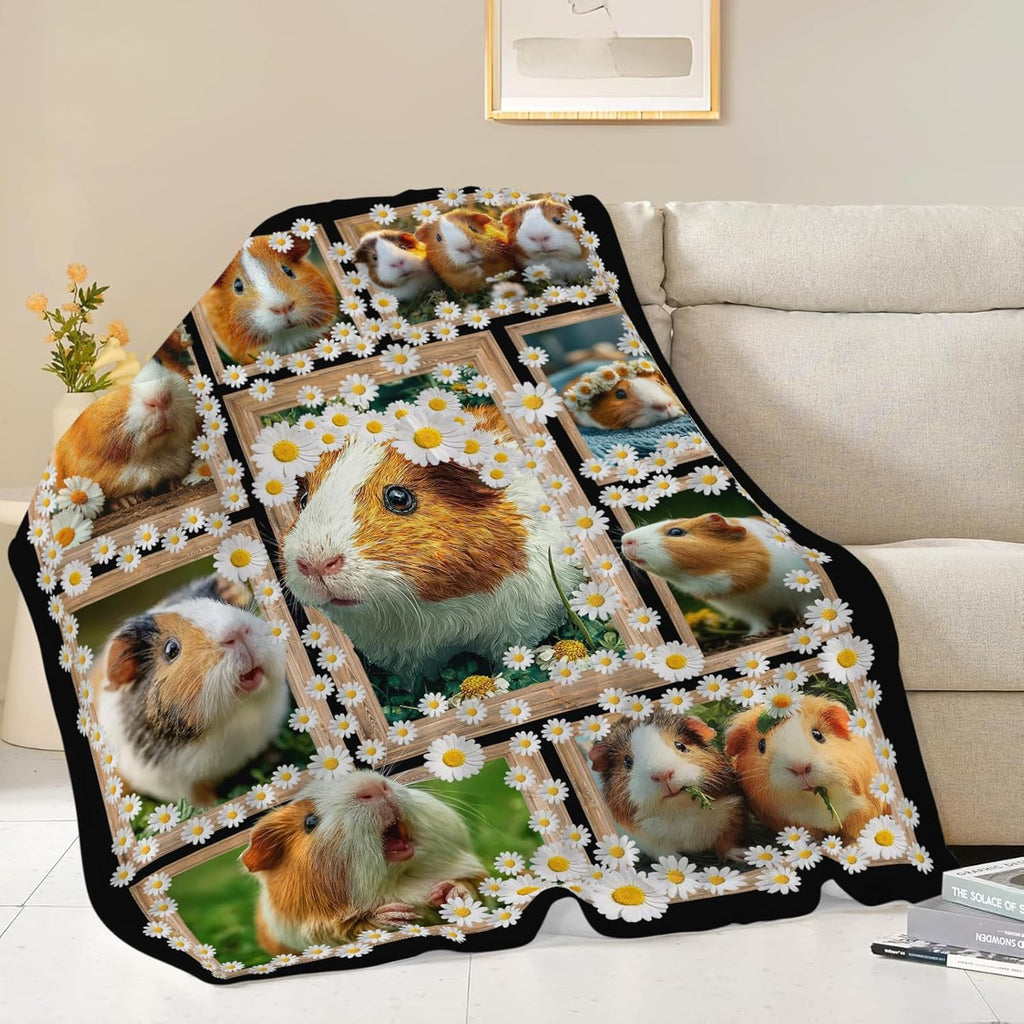 Guinea Pig Throw Blanket Guinea Pig Stuff Gifts for Kids Girls Boys Adults Women Men Soft Cozy Warm Plush Fluffy Fuzzy Fleece Blanket Decor 50''X60''