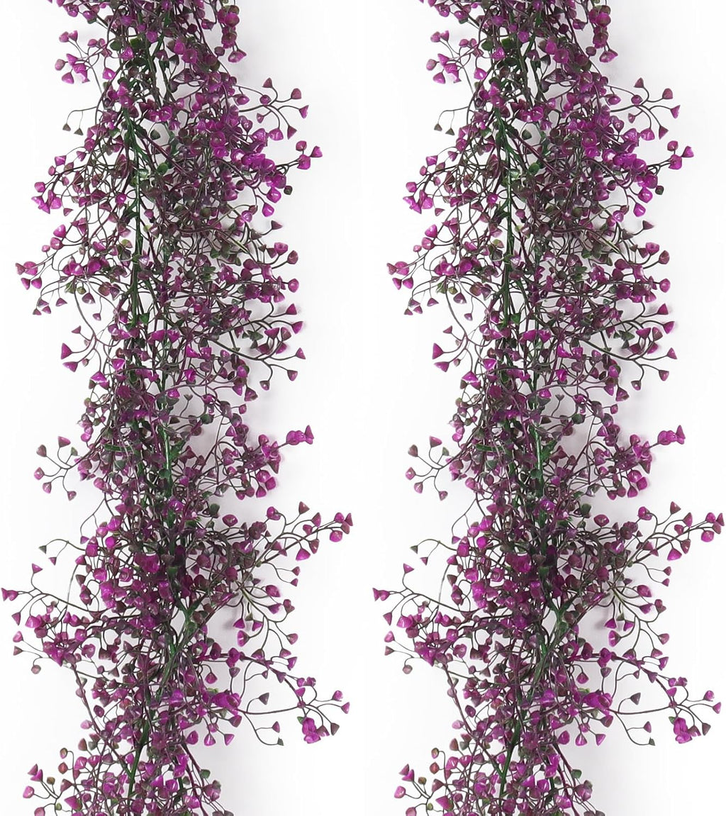 RECUTMS Artificial Hanging Plant 2Pcs 5.6Ft Fake Garland Plant Greenery Faux Ferns Leaves Ivy Garland for Home Indoor Outdoor Wedding Farmhouse Mantle Table Centerpiece Party Garden Decor(Fuchsia)