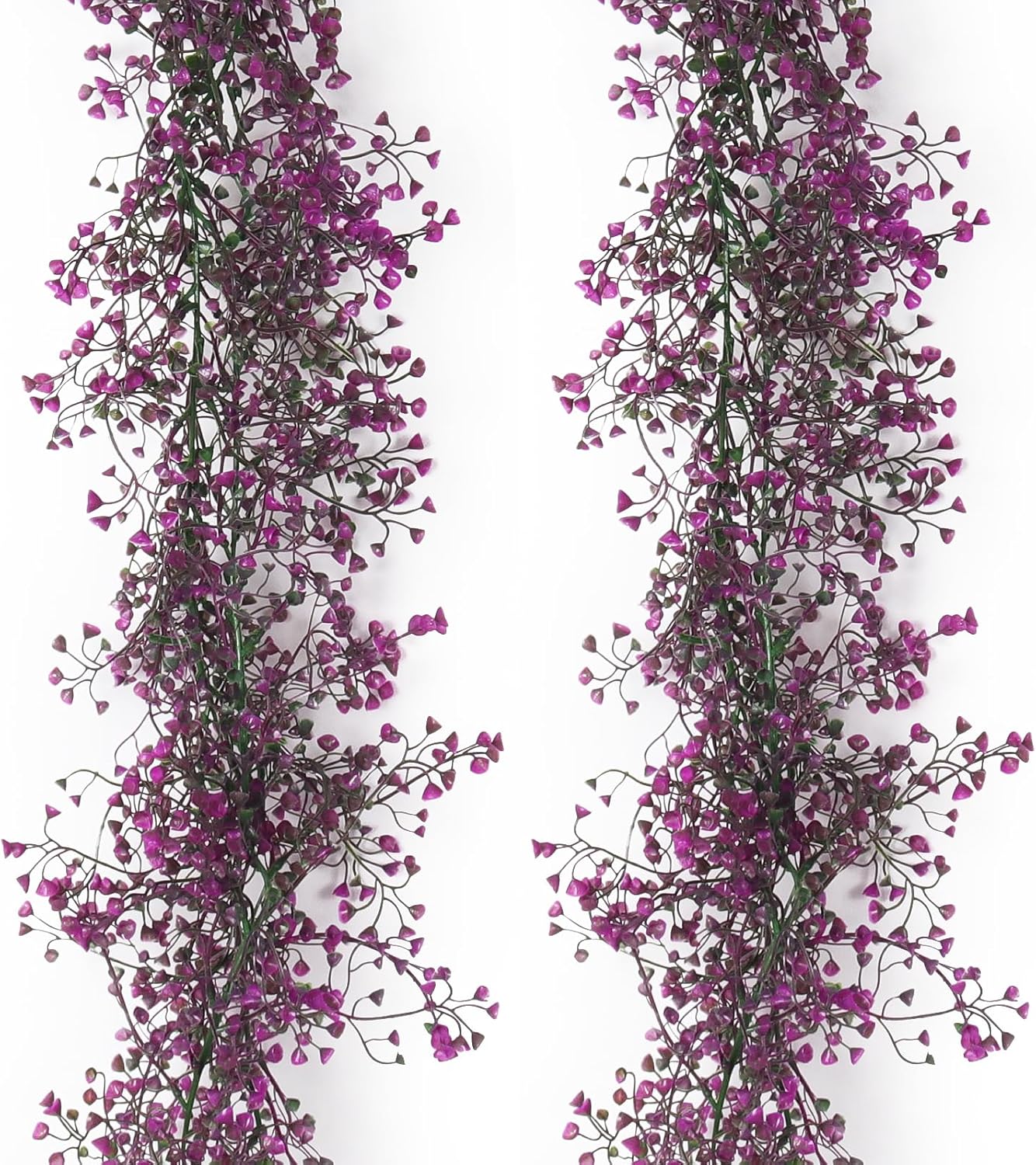 RECUTMS Artificial Hanging Plant 2Pcs 5.6Ft Fake Garland Plant Greenery Faux Ferns Leaves Ivy Garland for Home Indoor Outdoor Wedding Farmhouse Mantle Table Centerpiece Party Garden Decor(Fuchsia)