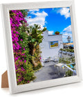 8x8 Wood Frame White, Natural Woodgrain 8x8in Picture Frame, Rustic Wooden 8 x 8 inch Gallery Photo Poster Frame with HD Plexiglass, Horizontal Vertical Wall Mounting Tabletop Display 1Pcs