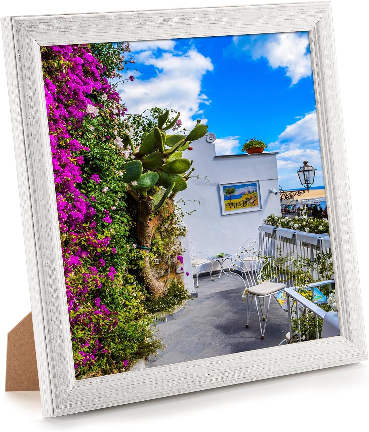 11x11 Wood Frame White, Natural Woodgrain 11x11in Picture Frame, Rustic Wooden 11 x 11 inch Gallery Photo Poster Frame with HD Plexiglass, Horizontal Vertical Wall Mounting Tabletop Display 1Pcs