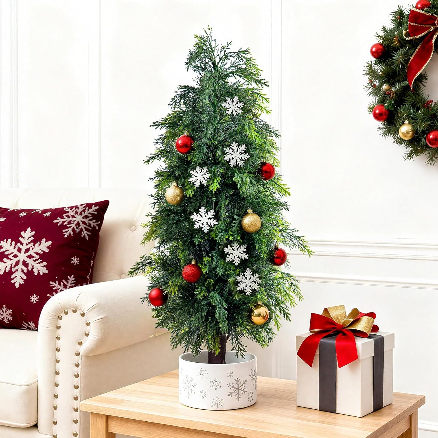 2PCS 3ft Artificial Norfolk Pine Tree Artificial Christmas Tree Premium Pine Xmas Tree Branch Tip Easy Setup, Artificial Pencil Realistic Pine Needles Realistic Holiday Party Decor