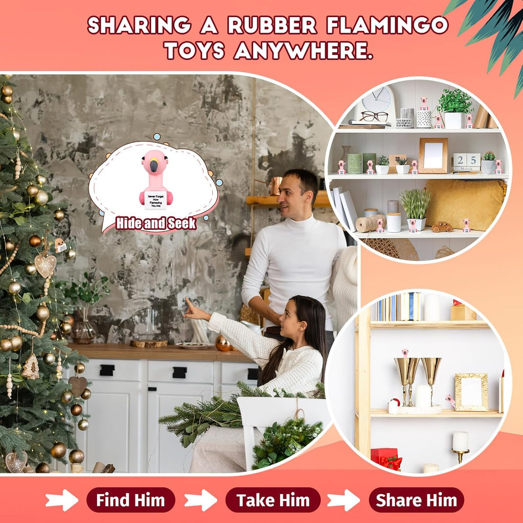 Gejoy 50 Pcs Mini Rubber Flamingo Toys Positive Gifts Flamingo Figures Decorations and Encouragement Birthday Motivational Gifts for Colleague Staff Teacher