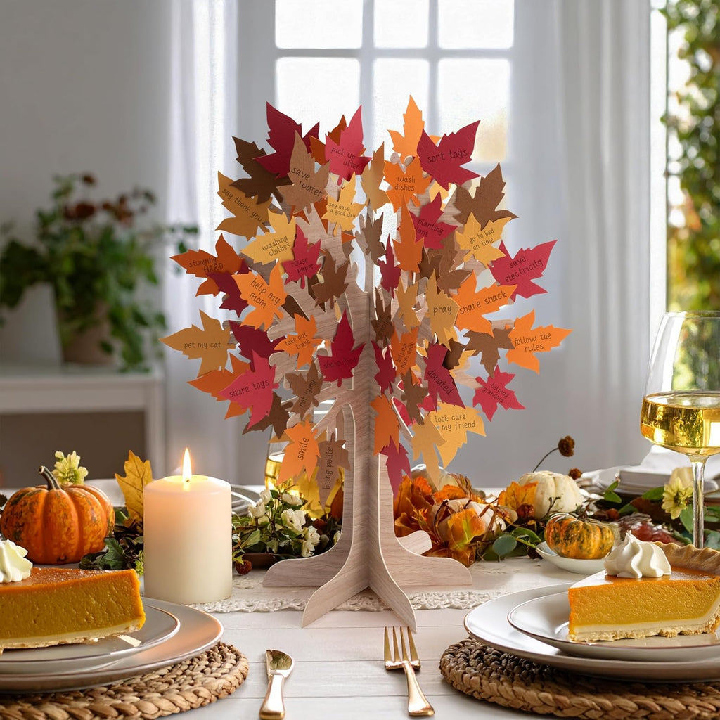 Cheerland Tree of Life Centerpiece 3D Table Decor Autumn Fall Thankful Tree for Thanksgiving Harvest Rustic Woodland Party Supplies Yellow, Orange, Red Leaves Décor Arrangements Displays