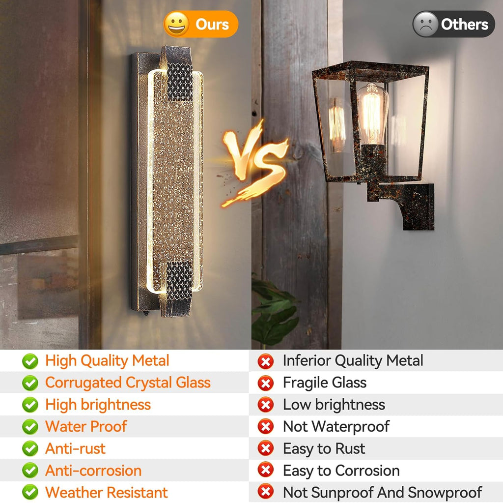 camuucci Dusk to Dawn Outdoor Light,19.7 Inches LED Porch Lights Outdoor Waterproof Modern Outside Sconce Wall Mount for Doorway Hallway Porch Patio Yard Doorway Bronze
