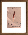 Fun Memories 8x10 Oak Picture Frame for Wall, 8x10 Frame with Matted to 5x7, Solid Wood Picture Frames for Wall Art Photo and Prints (Walnut, 1 Pack)
