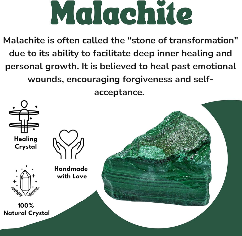 Amazing Gemstone 2 Pieces Malachite Raw Crystals and Healing Stones, Natural Rocks for Tumbling and DIY Raw Stones and Crystals