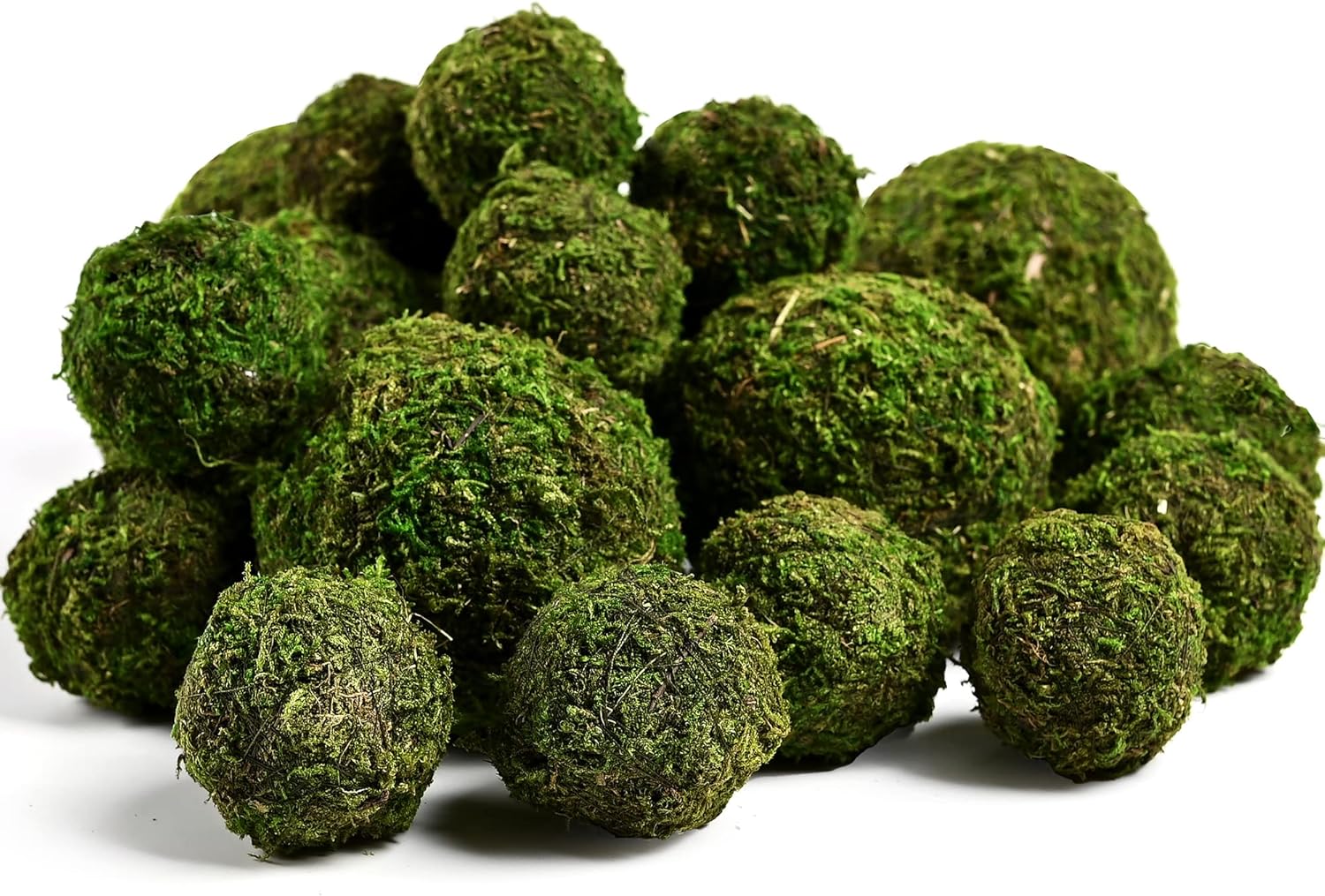 Usmola 18pcs Fake Moss Balls, 6pcs 3.2" Faux Green Balls + 12pcs 2" Artificial Moss Decorative Balls for Centerpiece Bowls (Green)