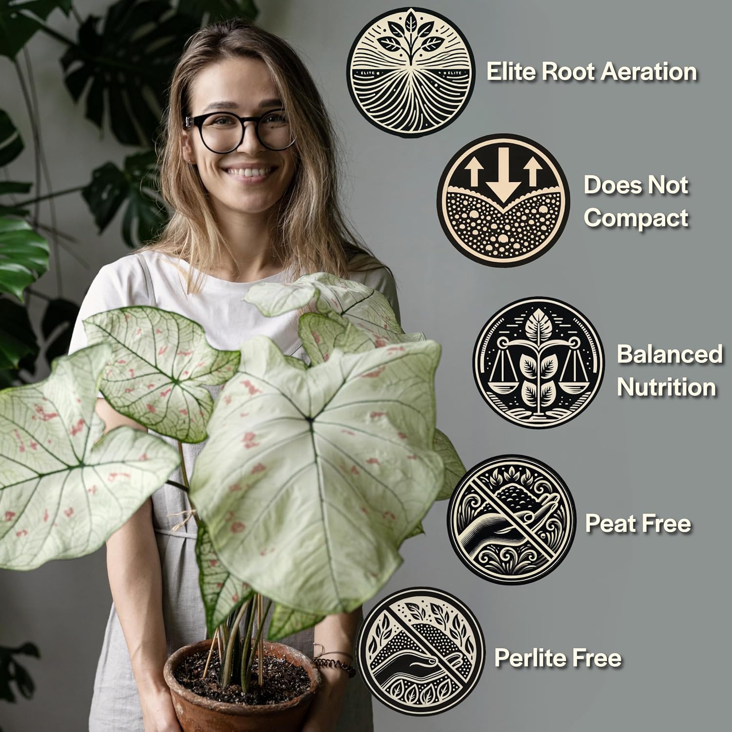 Craft Aroid Potting Mix- Elite Organic Alocasia, Philodendron, Monstera Soil Mix, Chunky, Well Draining Potting Soil for Indoor Plants, All Tropical Plants & Houseplants, Sustainable & Peat Free 8QT