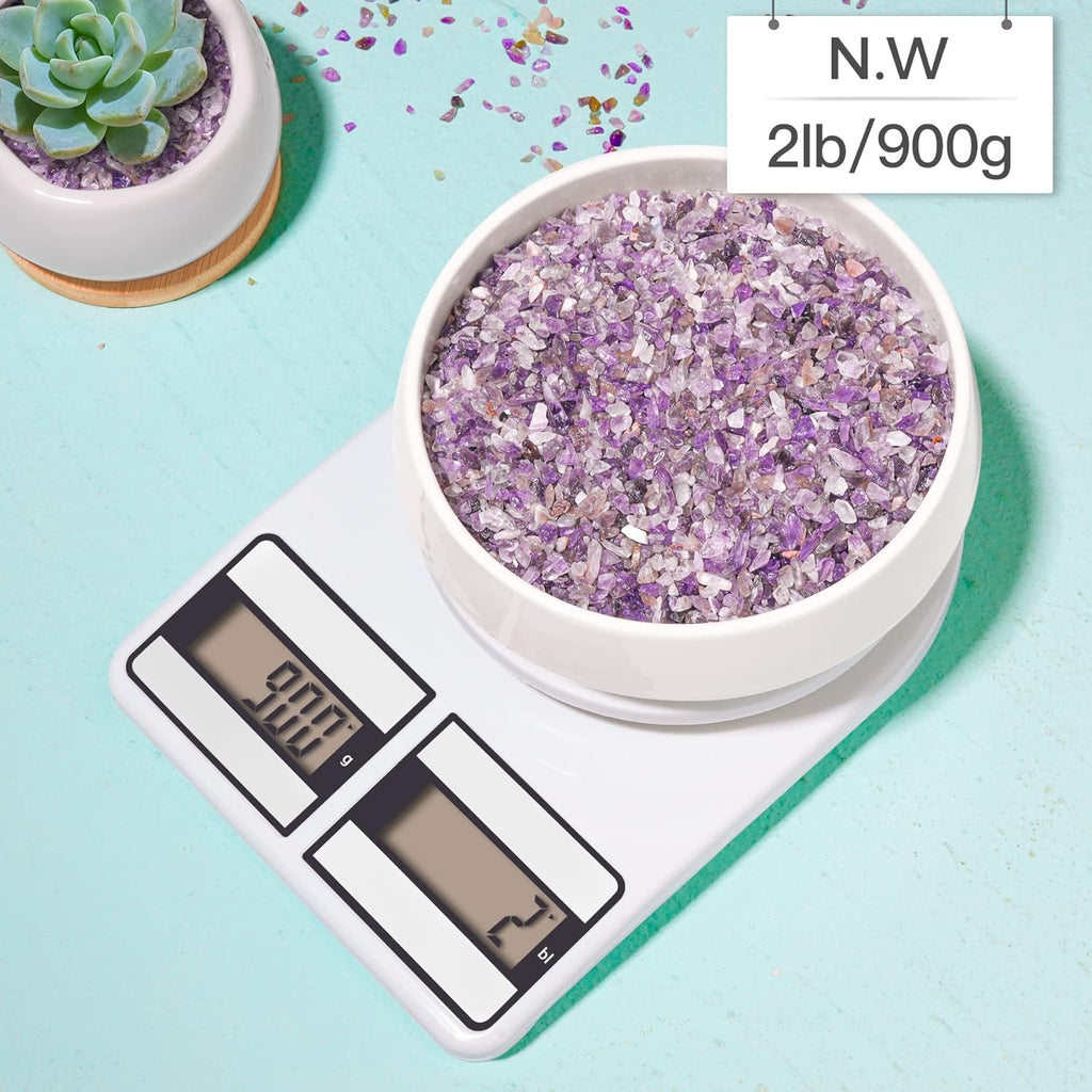 T4U Tumbled Chips Stones Crushed Crystal Quartz 2 LB, Irregular Shaped Gravels Pebble Healing Stones, DIY Smoothed Rock for Potted Plant,Resin Art,Vase Fillers Aquarium Gravel Rocks (Amethyst)