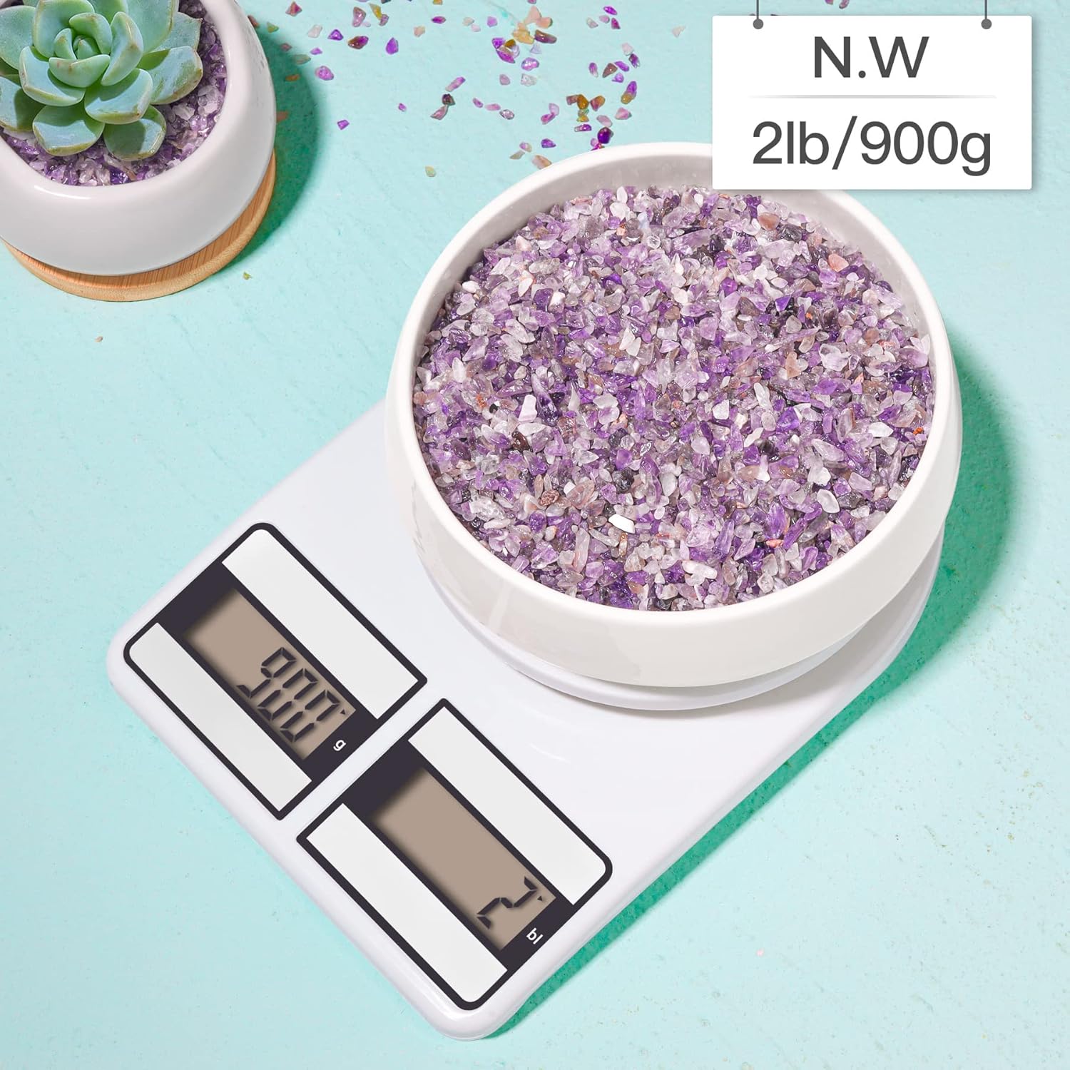 T4U Tumbled Chips Stones Crushed Crystal Quartz 2 LB, Irregular Shaped Gravels Pebble Healing Stones, DIY Smoothed Rock for Potted Plant,Resin Art,Vase Fillers Aquarium Gravel Rocks (Amethyst)