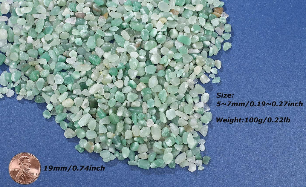 LAIDANLA Green Aventurine Crushed Stone Crystal Chips Bulk Natural Gemstones Healing Reiki Crystals Mini Quartz Vase Filler Aquarium Gravel 100g