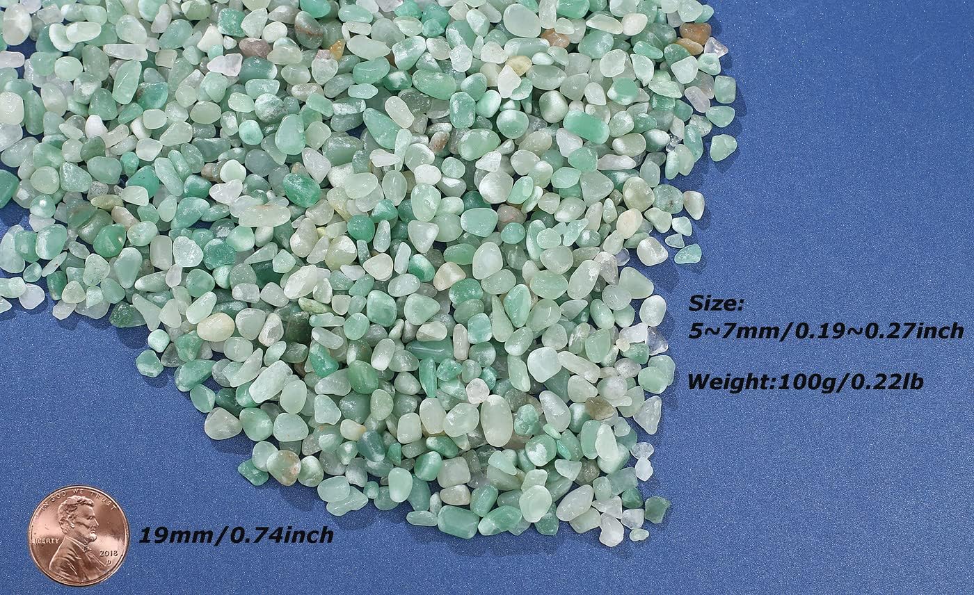 LAIDANLA Green Aventurine Crushed Stone Crystal Chips Bulk Natural Gemstones Healing Reiki Crystals Mini Quartz Vase Filler Aquarium Gravel 100g