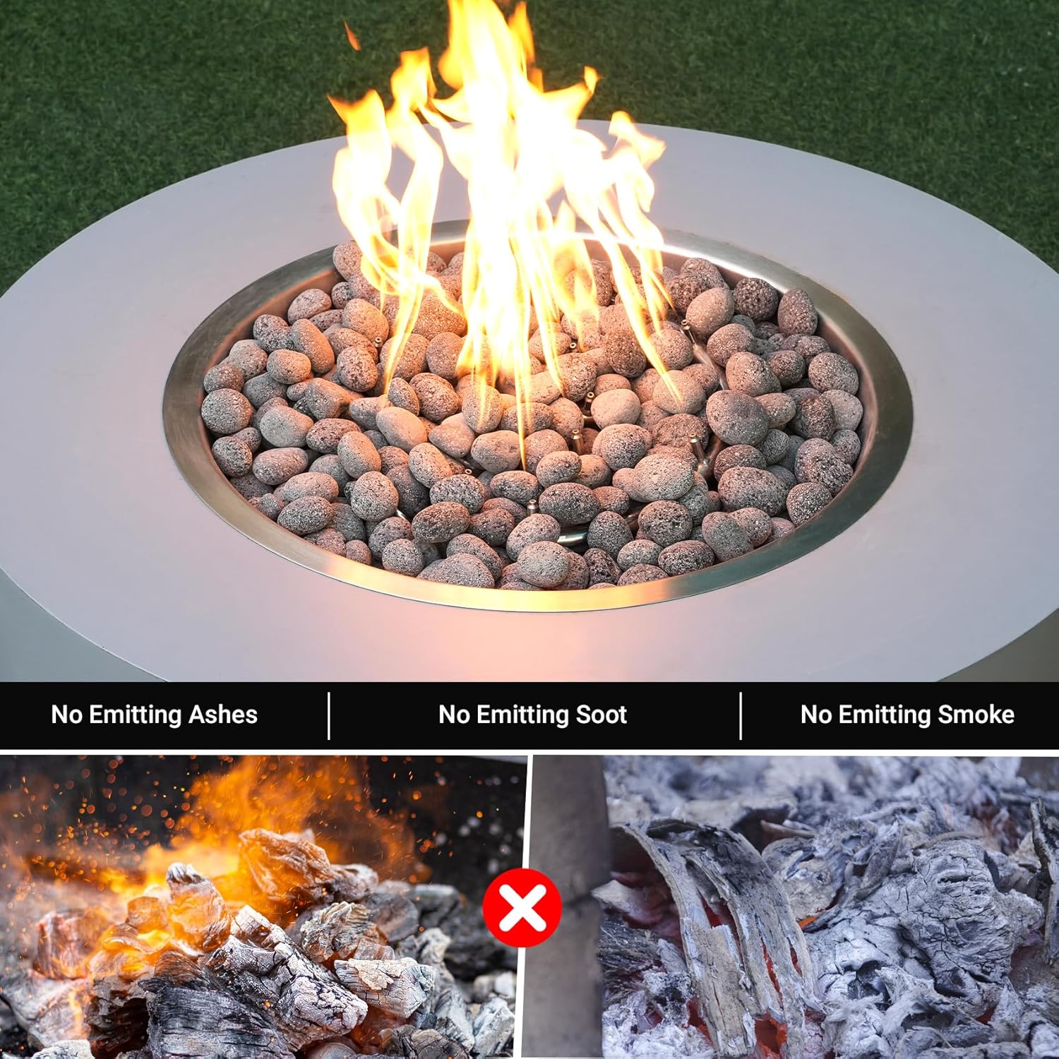 Skyflame 1/2-1 Inch Natural Tumbled Stones, Round Lava Rock Pebbles for Indoor Outdoor Gas Fire Pit | Fireplaces | Garden Landscaping Decoration | Cultivation of Potted Plants | 15 Pounds