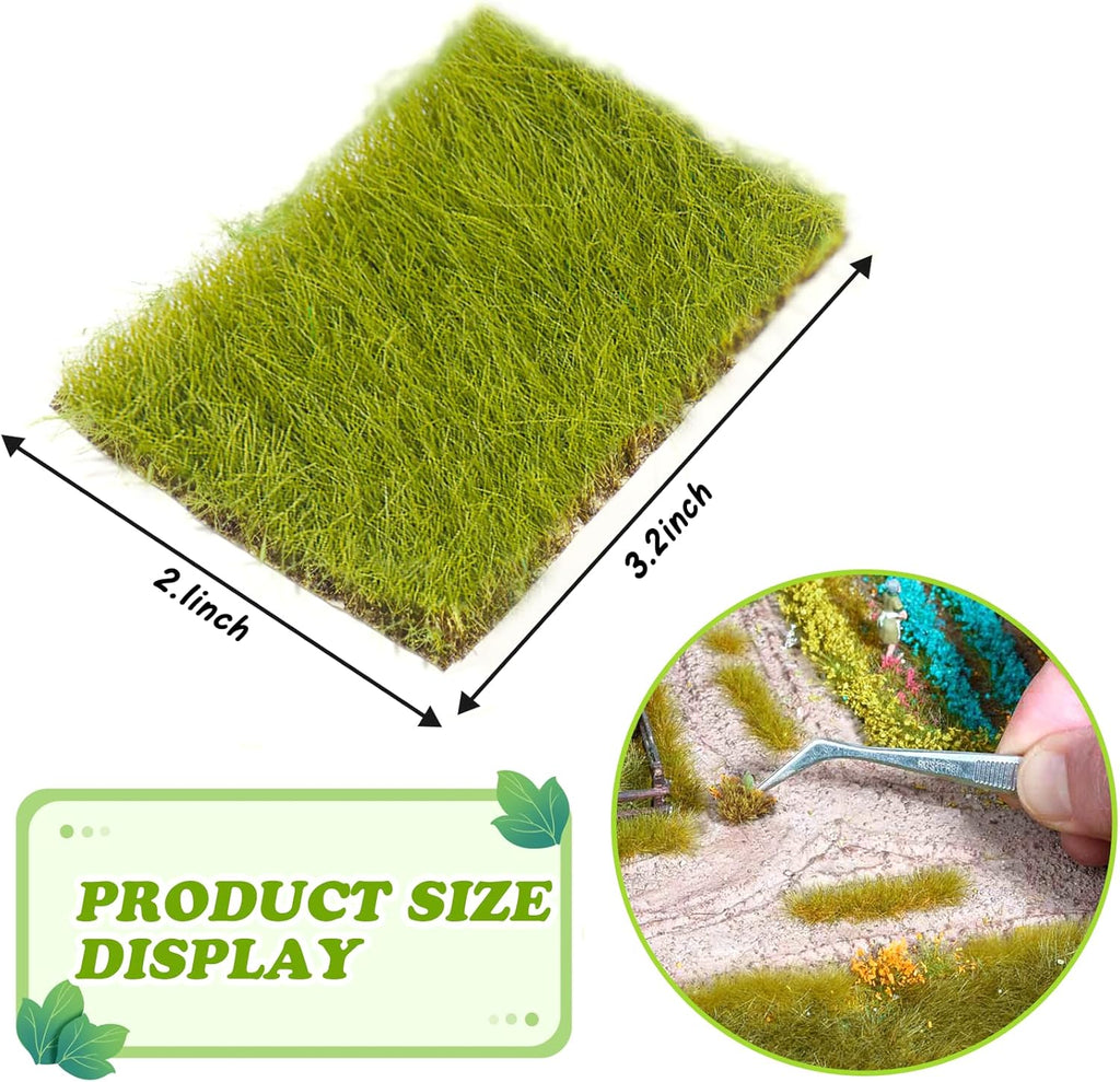 Warmtree Hand Torn Model Grass Tufts for Miniature Scenery Applicable for N & HO Scale for Train Layouts, Diorama Supplies, and Architectural Models(Light Green)