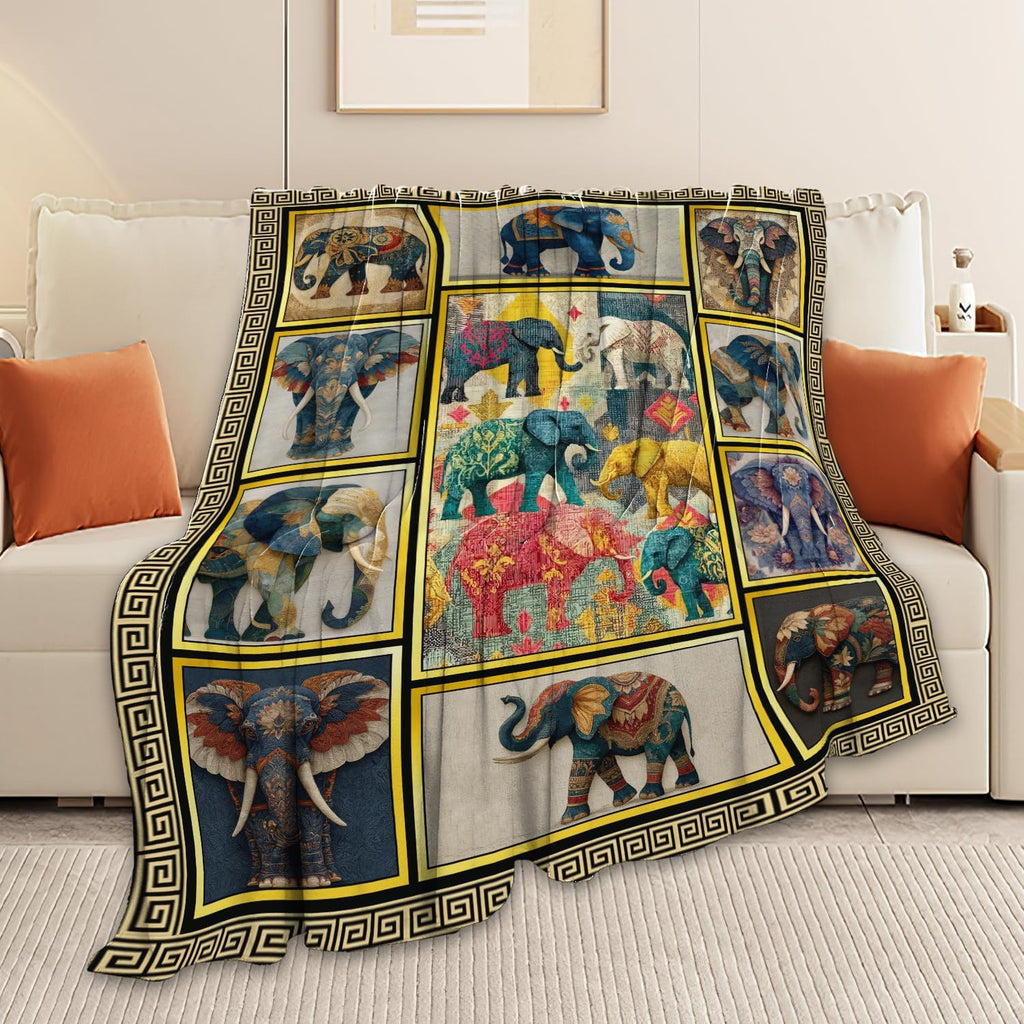 Elephant Throw Blanket Elephant Stuff Gifts for Kids Girls Boys Adults Women Men Soft Cozy Warm Plush Fluffy Fuzzy Fleece Blanket Decor 60''X80''