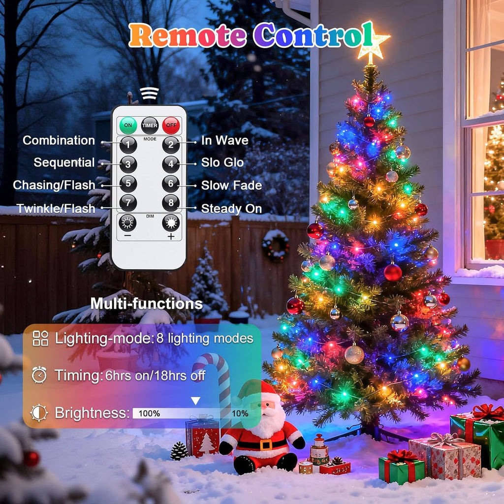 JMEXSUSS 2 Pack Multicolor Fairy Lights Battery Operated, Total 400 LED 132ft Multicolor String Lights with Remote, 8 Modes Christmas Fairy Lights for Bedroom Patio Garden Deck Christmas Decorations