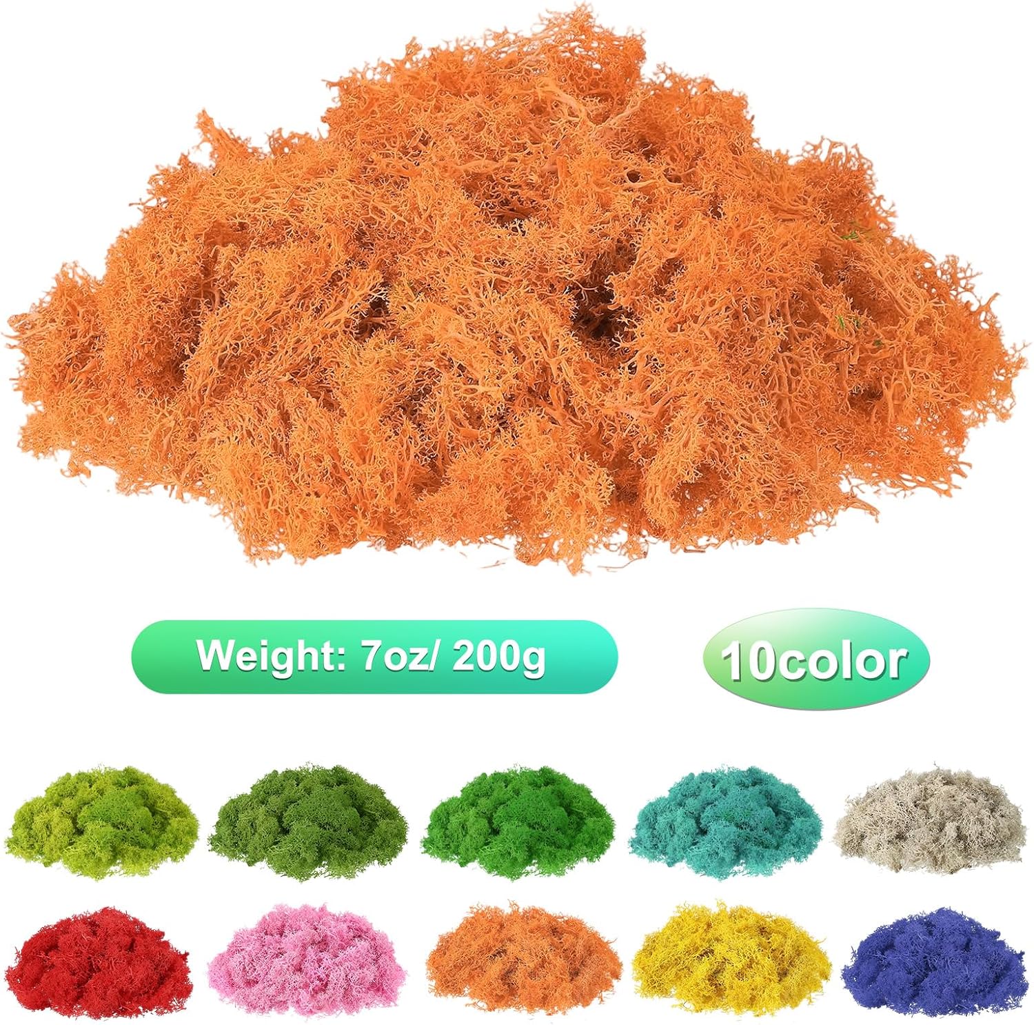 uxcell Preserved Reindeer Moss, 7oz Fake Moss for Crafts Artificial Dried Moss for Decoration Terrariums Potted Plants, Orange
