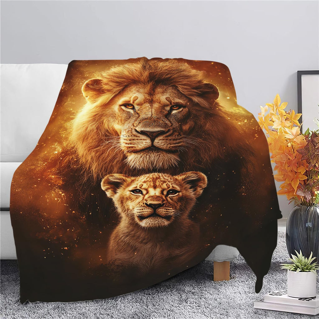 Lion Blanket Lion Cub Throw Blanket Gifts for Men Women Boys Girls Kids Adults Super Soft Cozy Plush Fluffy Fuzzy Fleece Blanket Home Decor 40''X50''