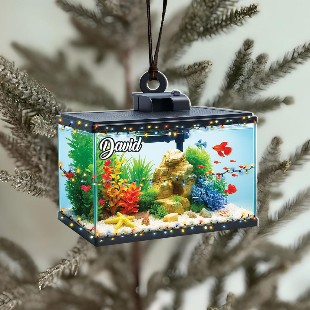 Personalized Aquarium Fish Tank Ornament, Fishes Christmas Ornament, Underwater Aquarium Ornament, Aquarium Decorations for Fish Tank, Gift for Ocean Lovers, Scuba Divers (FT3)