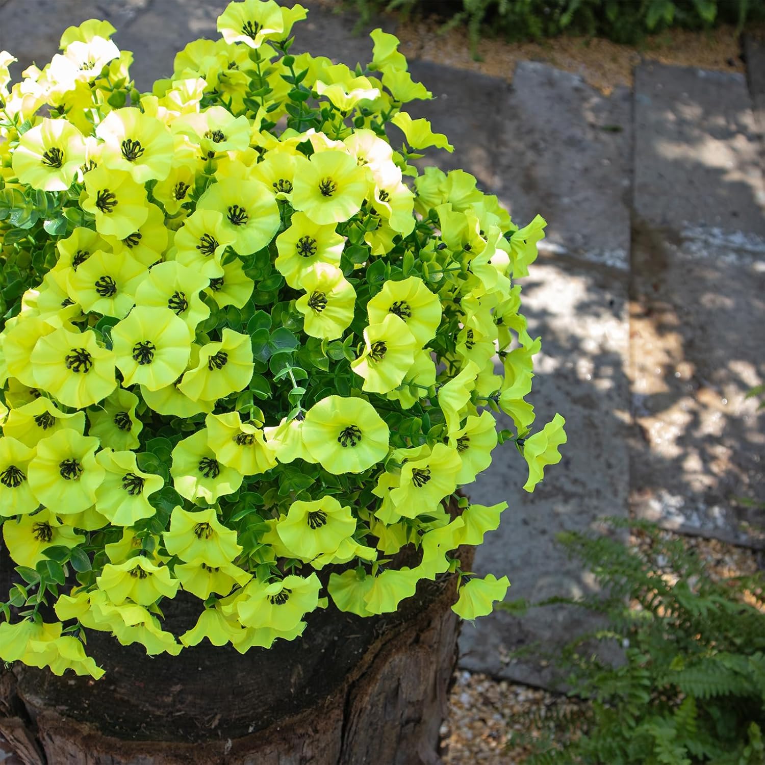 Artificial Flowers for Outdoors,UV Resistant Artificial Outdoor Flowers,Not-Fading Faux Flowers for Outdoor Planters Front Door Porch Yard Patio Garden Home Decor,12 Bundles (Yellow)