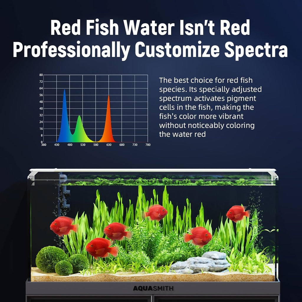 Aquarium Light,Fish More Red Water is Not,Specific Full Spectrum Fish Tank Light,Comes with Two Mounting Brackets, Timing Function, Memory Feature, Adjustable Brightness, IP68 (10IN)