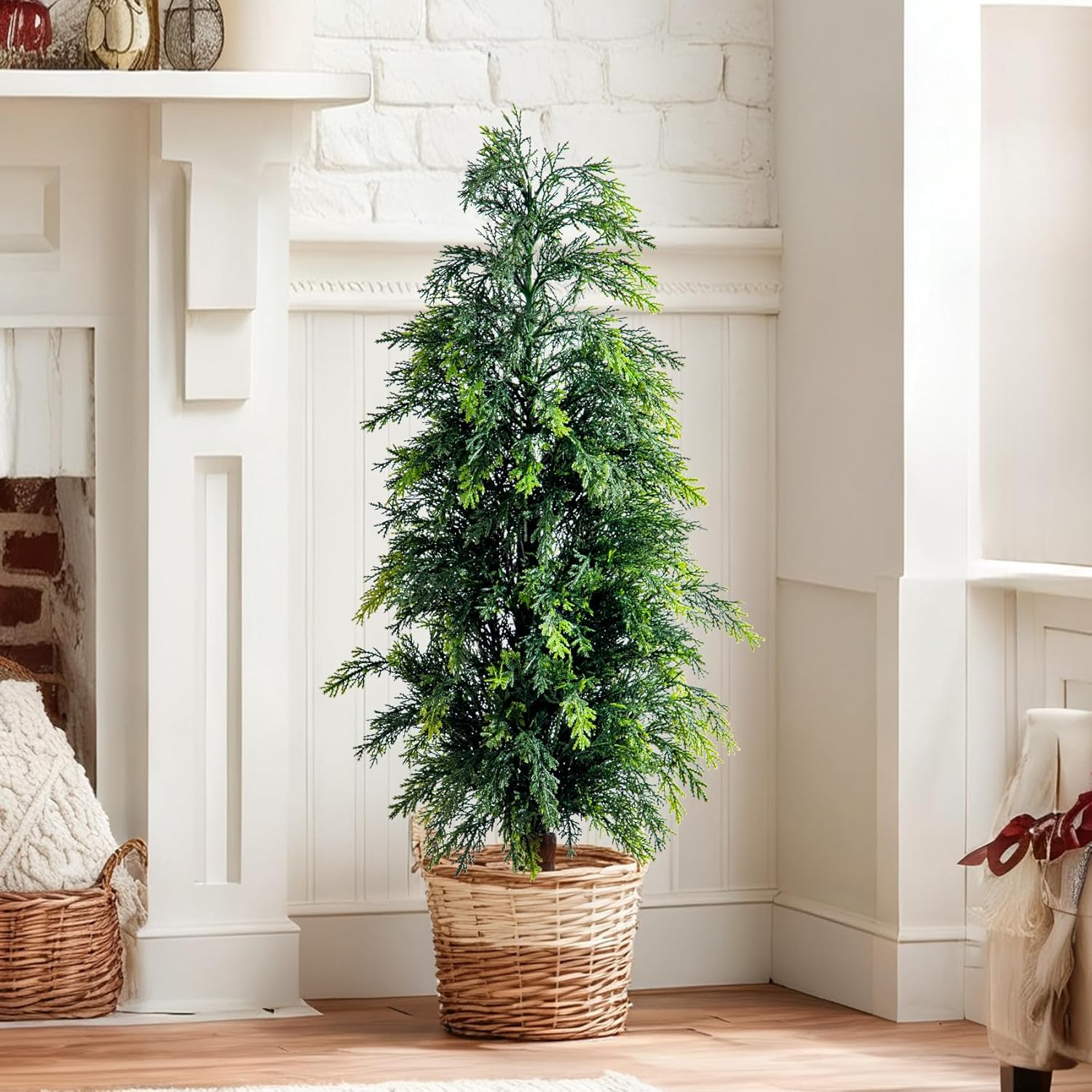 2PCS 3ft Artificial Norfolk Pine Tree Artificial Christmas Tree Premium Pine Xmas Tree Branch Tip Easy Setup, Artificial Pencil Realistic Pine Needles Realistic Holiday Party Decor