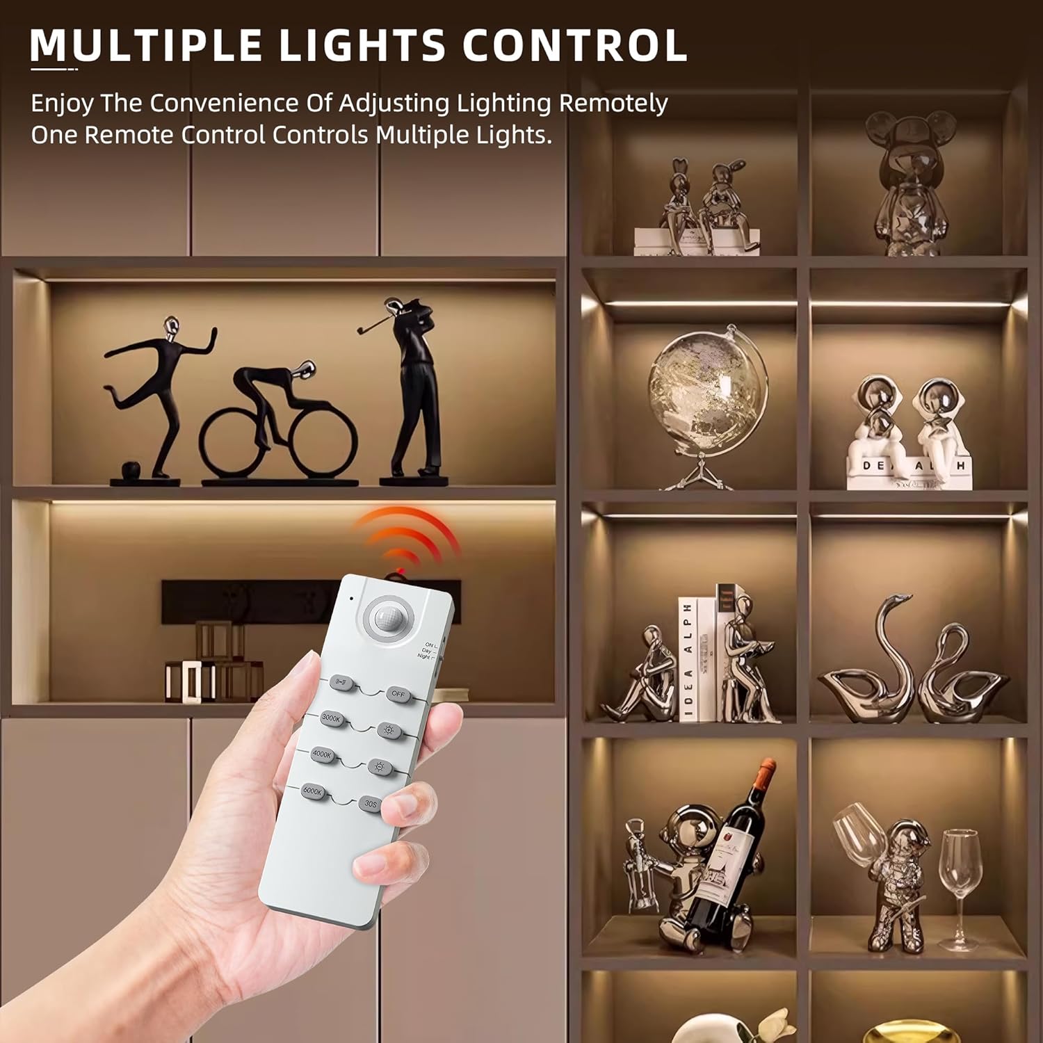 134 LED Under Cabinet Lights Wireless with Full Lighting,Rechargeable Closet Lights with Remote and Motion Sensor Indoor,Under Counter Light with CCT and Dimmable for Kitchen,Stair(3 Pack,15.7inch)