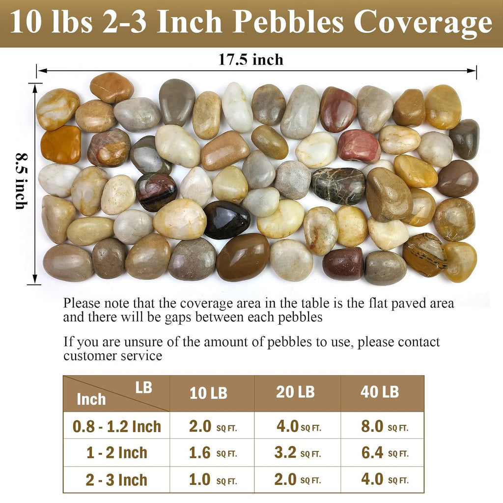 40lbs Large River Rocks for Outdoor Landscaping, 2-3 Inch Natural Decorative Pebbles for Potted Plants Aquarium Fountain Garden Rocks and Yard Paving Stones