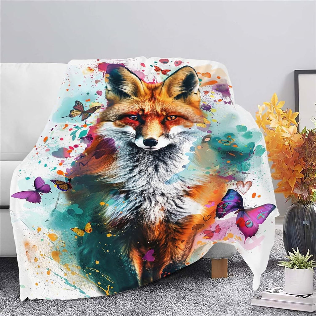 Fox Throw Blanket Fox Stuff Gifts for Kids Girls Boys Adults Women Man Soft Cozy Warm Plush Fluffy Fuzzy Fleece Blanket Decor 40''X50''