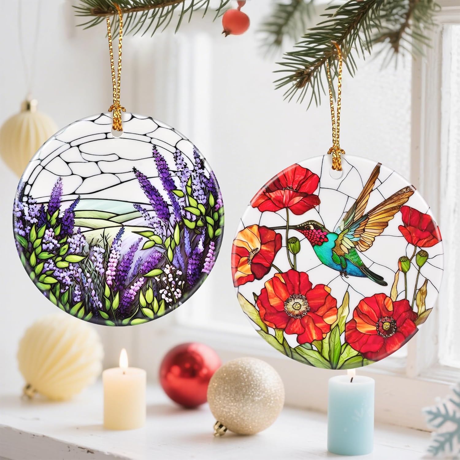 Lavender Christmas Tree Decorations, Christmas Ornaments, Keepsake Ornaments, Holiday Decor, Xmas Gifts, Gifts for Flower Lovers & Plant Lovers