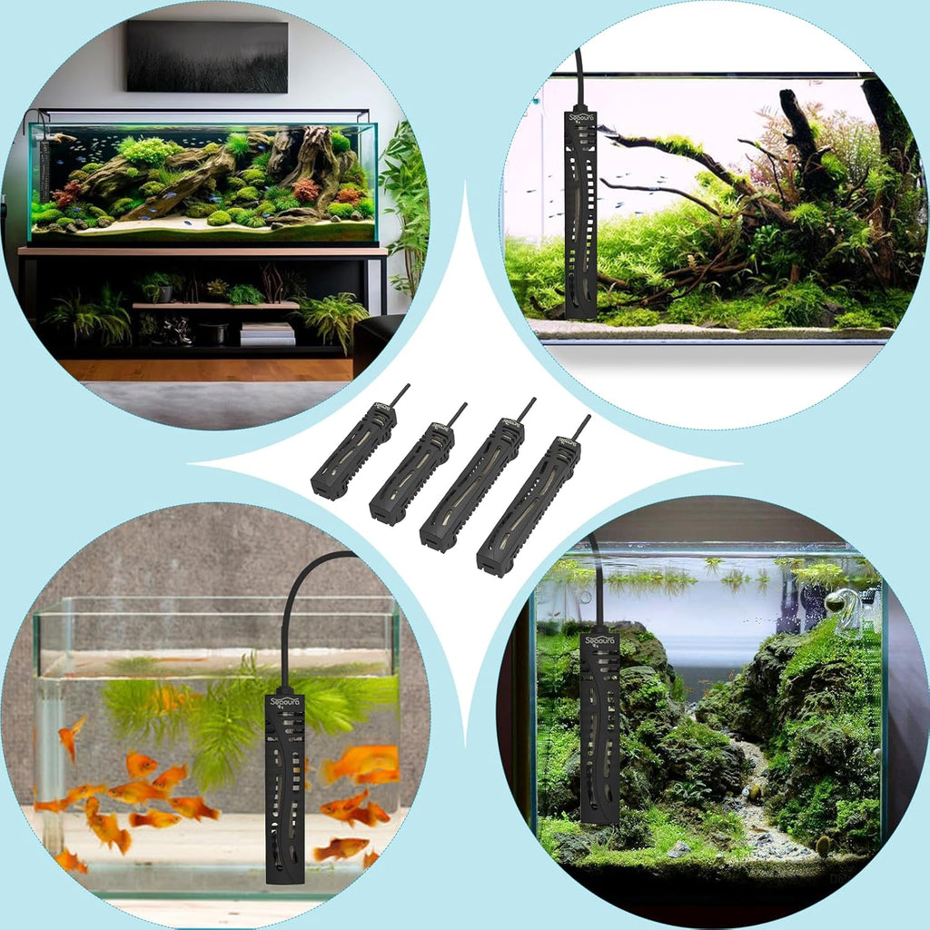SEAOURA Submersible Fish Tank Heater, 75W Aquarium Heaters for 7-20 Gallon, Adjustable Turtle Tank Heater with LED Temperature Display, Suitable for Freshwater and Saltwater Tank