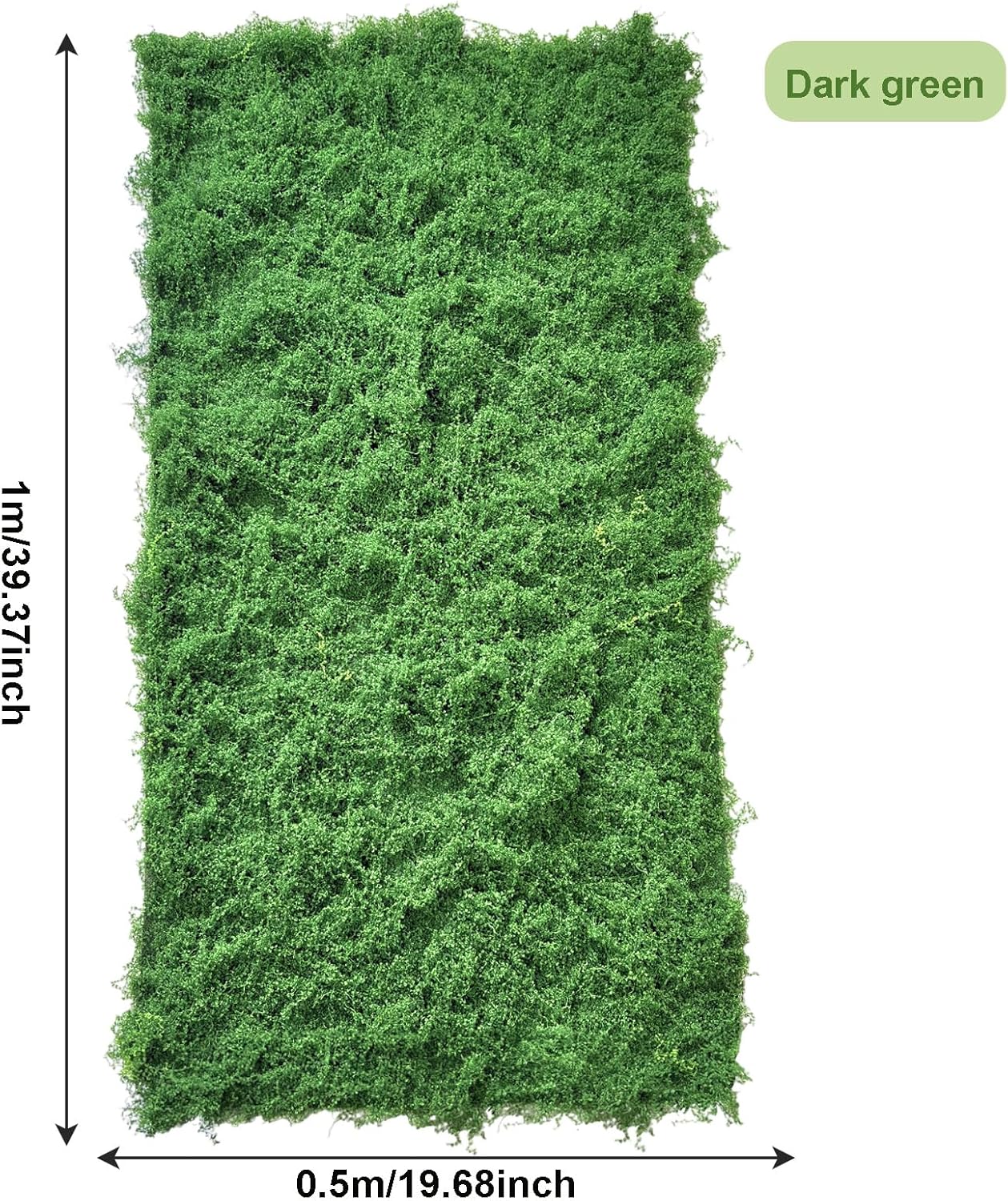Artificial Green Moss Mat for Decoration Carpet Grass Wall, Natural Decorative for Plants Indoor with Base Fabric, Artificial Moss Mat Suitable for DIY (19.68 * 39.37 inch/0.5 * 1m)
