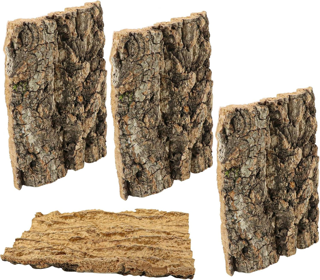 4Pcs Reptile Bark Decor Wood, Natural Cork Bark Tube Decor, Wood Bark Terrarium for Reptiles, Random Shape Random Size