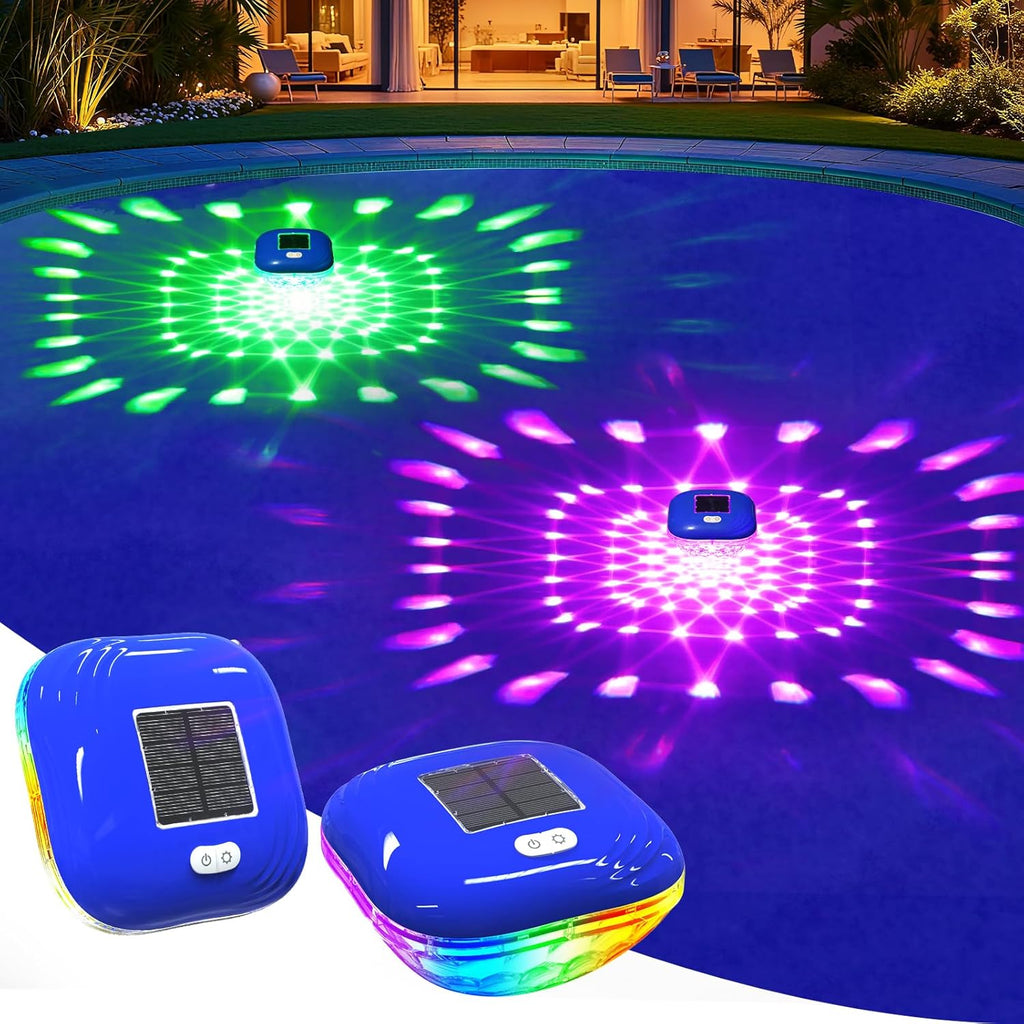 Floating Pool Lights, RGB Color Changing Solar Pool Light That Float for Above Ground Pools with 9 Lighting, IP68 Waterproof Floating Solar Pool Lights for Inground Pool Party Garden Wedding Decor