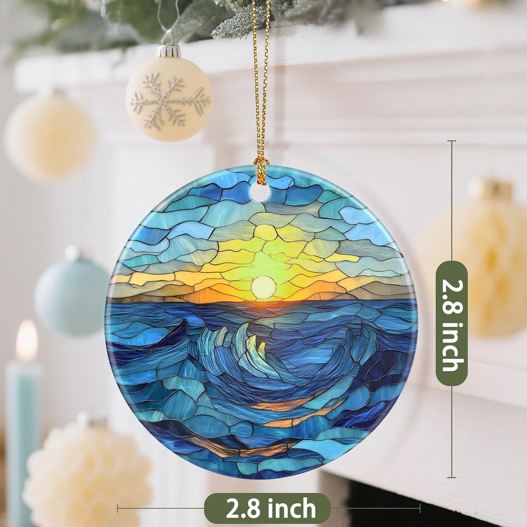 Beach Sunrise-Themed Christmas Tree Decorations, Christmas Ornaments, Keepsake Ornaments, Holiday Decor, Xmas Gifts, Gifts for Sunrise Lovers & Nature Lovers