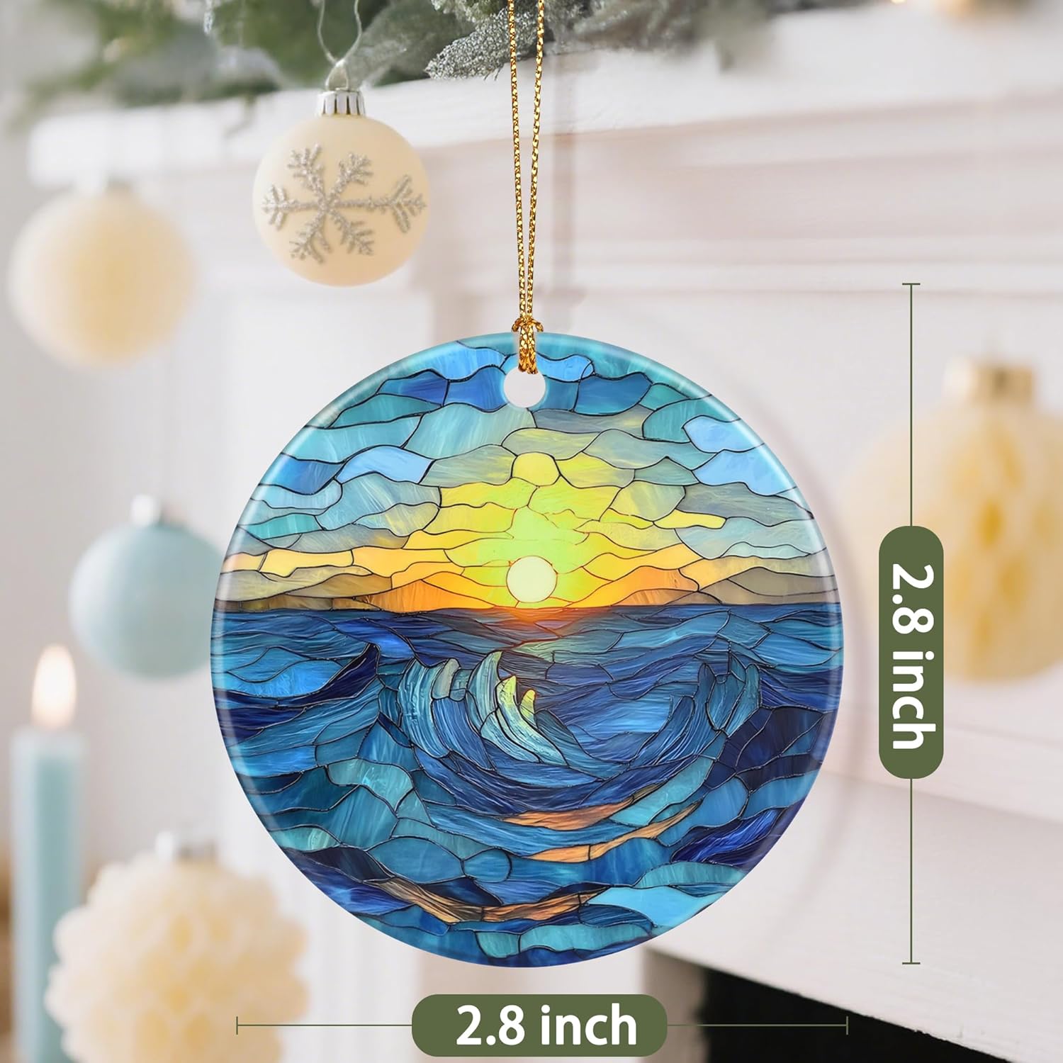 Beach Sunrise-Themed Christmas Tree Decorations, Christmas Ornaments, Keepsake Ornaments, Holiday Decor, Xmas Gifts, Gifts for Sunrise Lovers & Nature Lovers