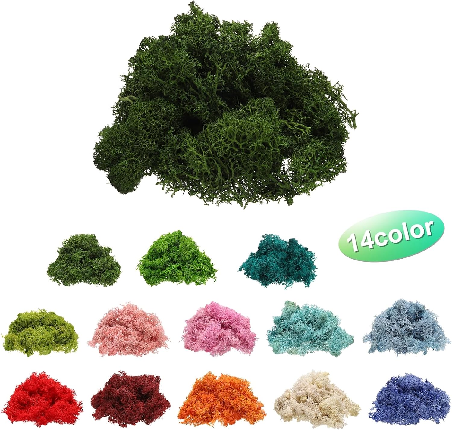 uxcell Preserved Reindeer Moss, 4 OZ Fake Moss for Crafts Artificial Dried Moss for Decoration, Craft, Terrariums, Potted Plants, Centerpieces Fairy Gardens (Dark Green)