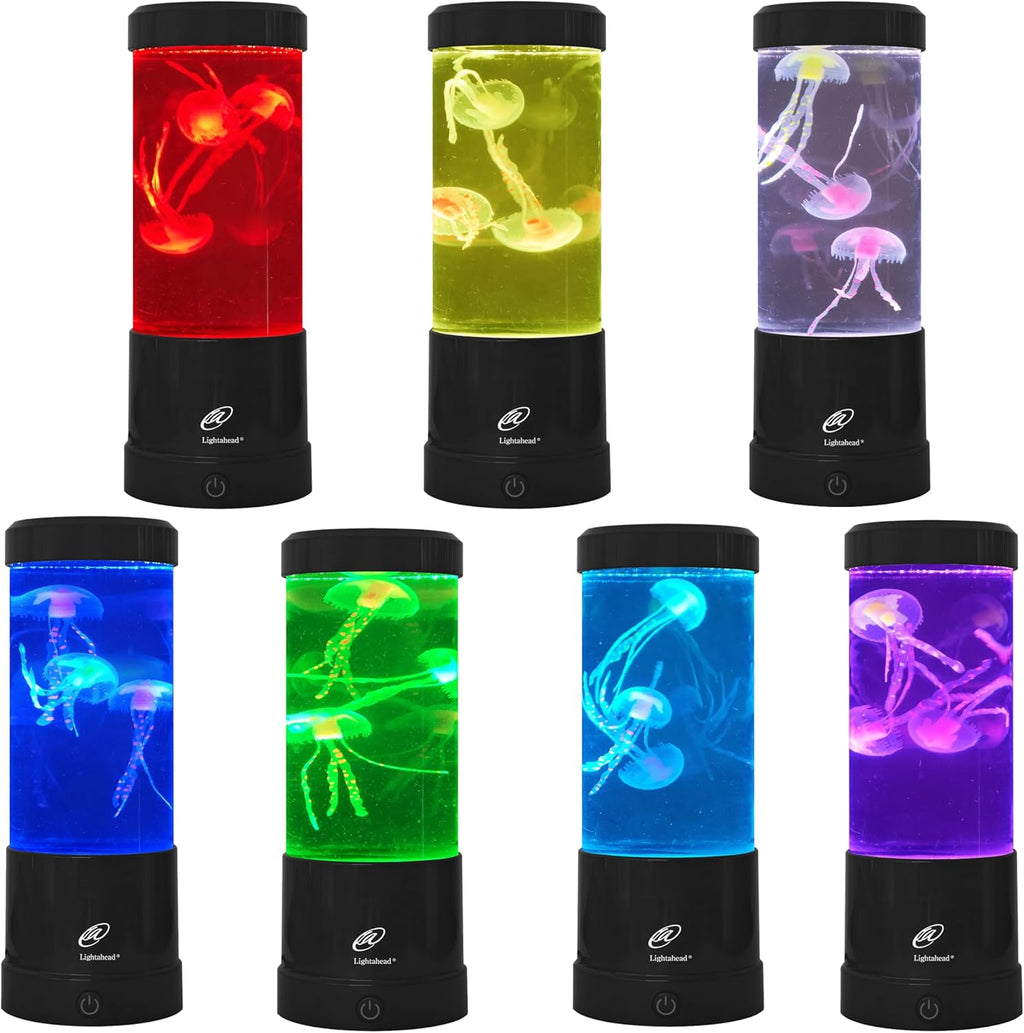 Lightahead Mini LED Round Jellyfish Sensory Aquarium Lamp Color Changing Light Effects, A Sensory Synthetic Jelly Fish Aquarium Tank 9 inches Mood Lamp.