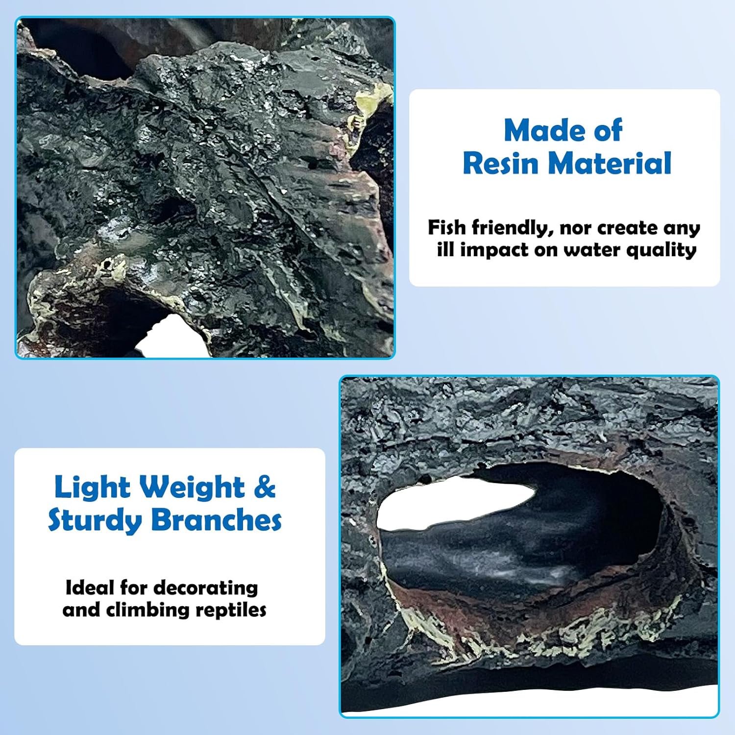 Tfwadmx Decaying Trunk Aquarium Ornament, Betta Fish Hideout Caves - Small Resin Aquarium Decoration Log with Holes for 20 Gallon Fish Tank