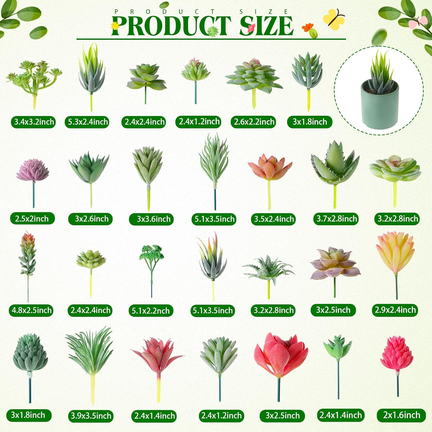 WILLBOND 100 Pcs Succulents Plants Artificial Fake Succulents Bulk Artificial Succulents Unpotted Realistic Plants Assorted Textured Succulent Succulent Plastic Cactus Stems Decoration (Fresh Style)