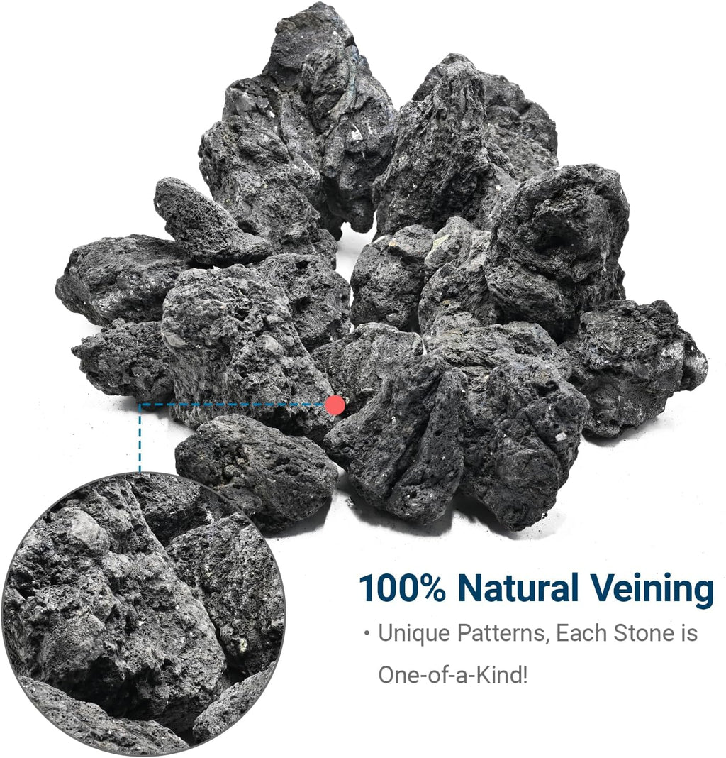 Black Lava Rock Natural Volcanic Stones 4"-6" Aquarium Rocks for Aquascaping,Aquarium Landscaping,Shrimp Tank,Terrariums & Decorative Landscaping-5lb 3pcs
