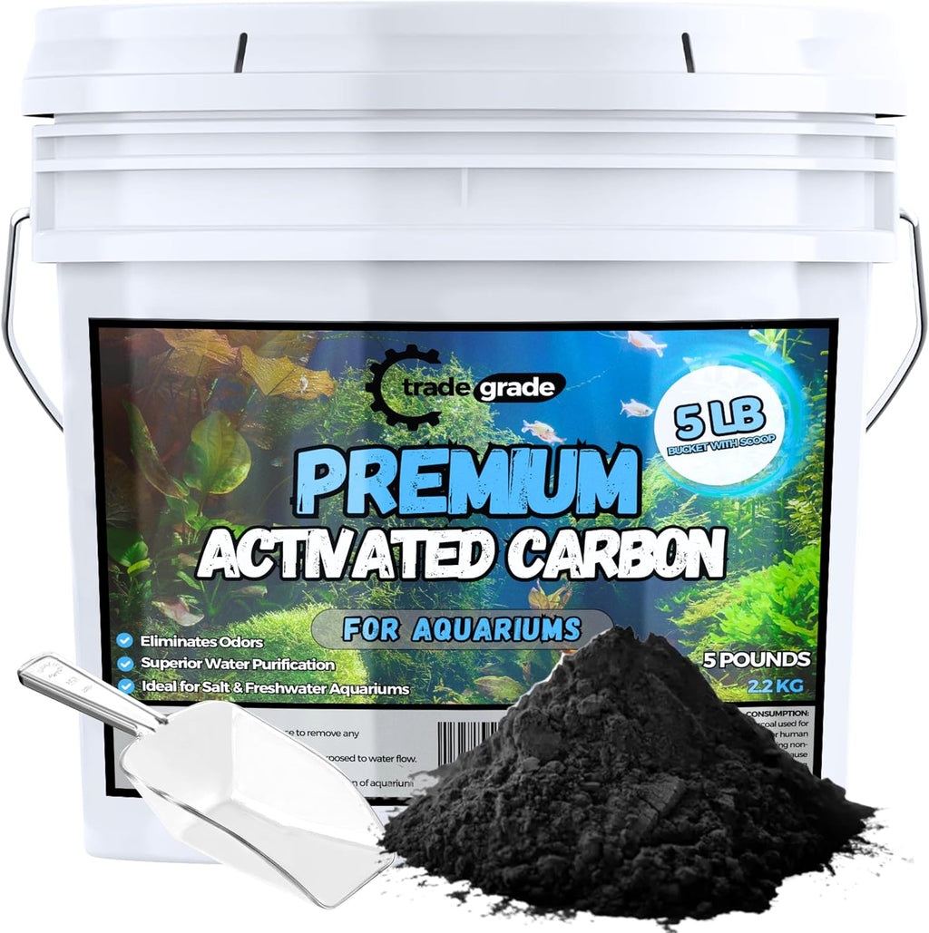 TradeGrade Activated Carbon Aquarium – 5lb Bucket Granulated Activated Charcoal for Fish Tank & Water Purification – High-Performance Aquarium Charcoal Filter Media for Crystal Clear Water