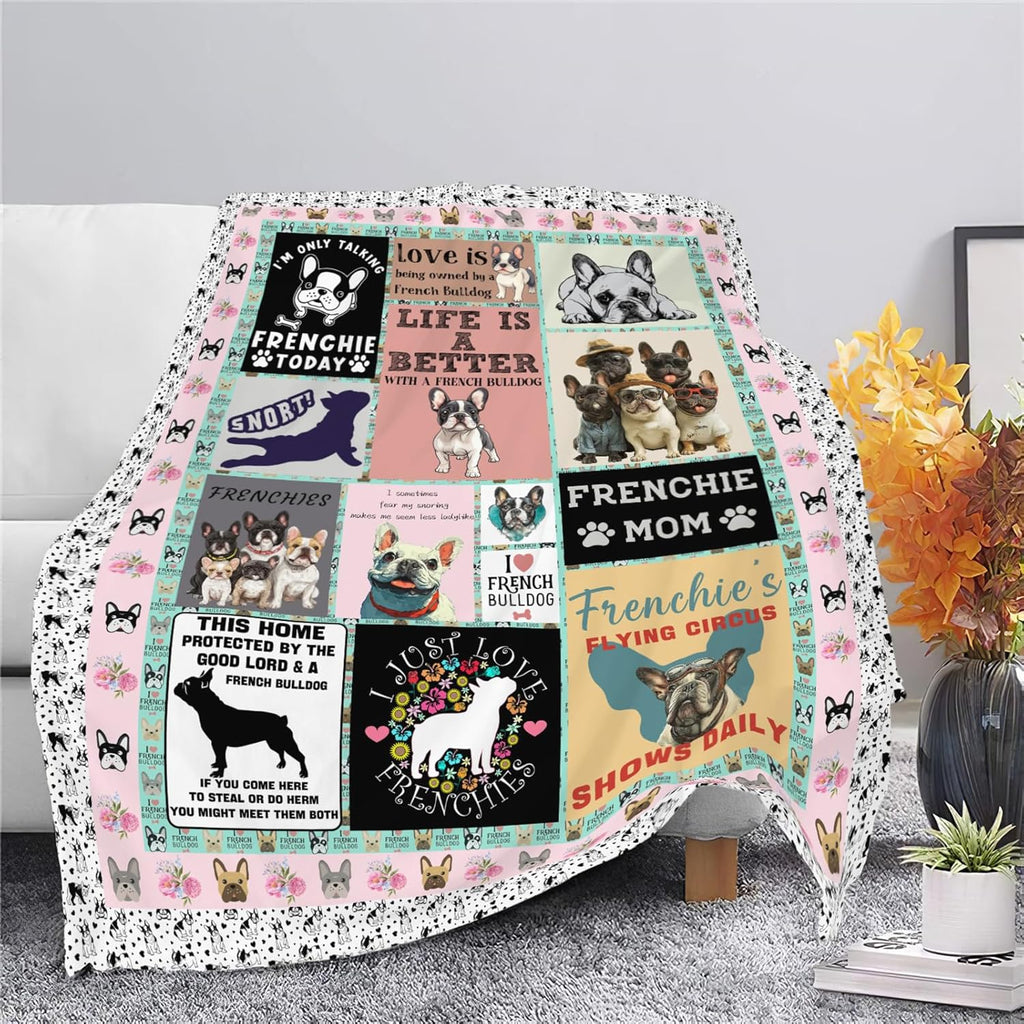 Boston Terrier Throw Blanket French Bulldog Frenchie Puppy Stuff Gifts for Dog Lover Kids Girls Boys Adults Women Men Soft Cozy Warm Plush Fluffy Fuzzy Fleece Blanket Decor 40''X50''